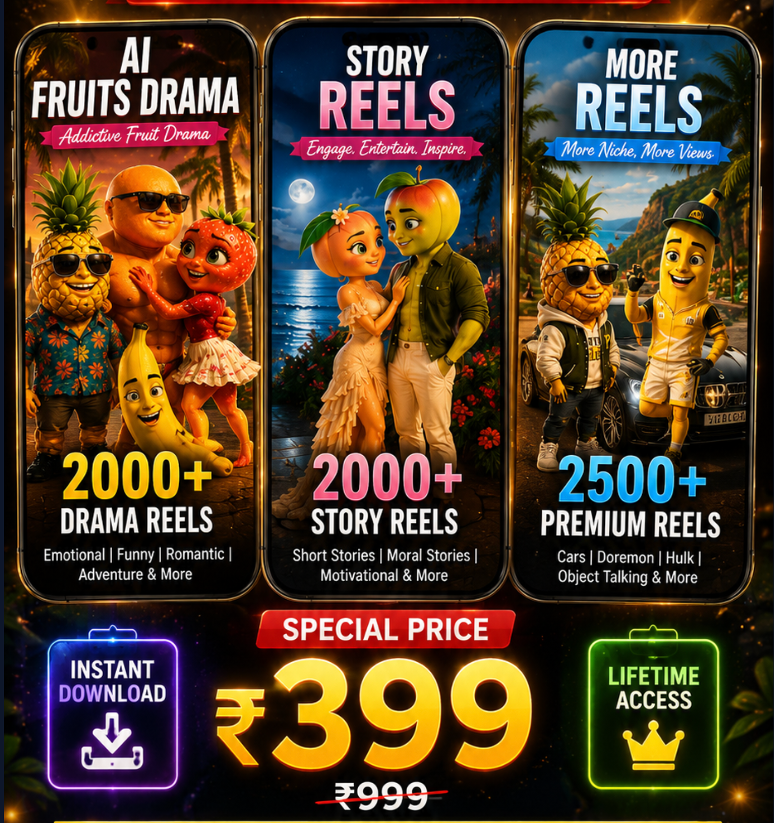🚀 50,000+ Premium AI Videos & Reels | Only ₹399