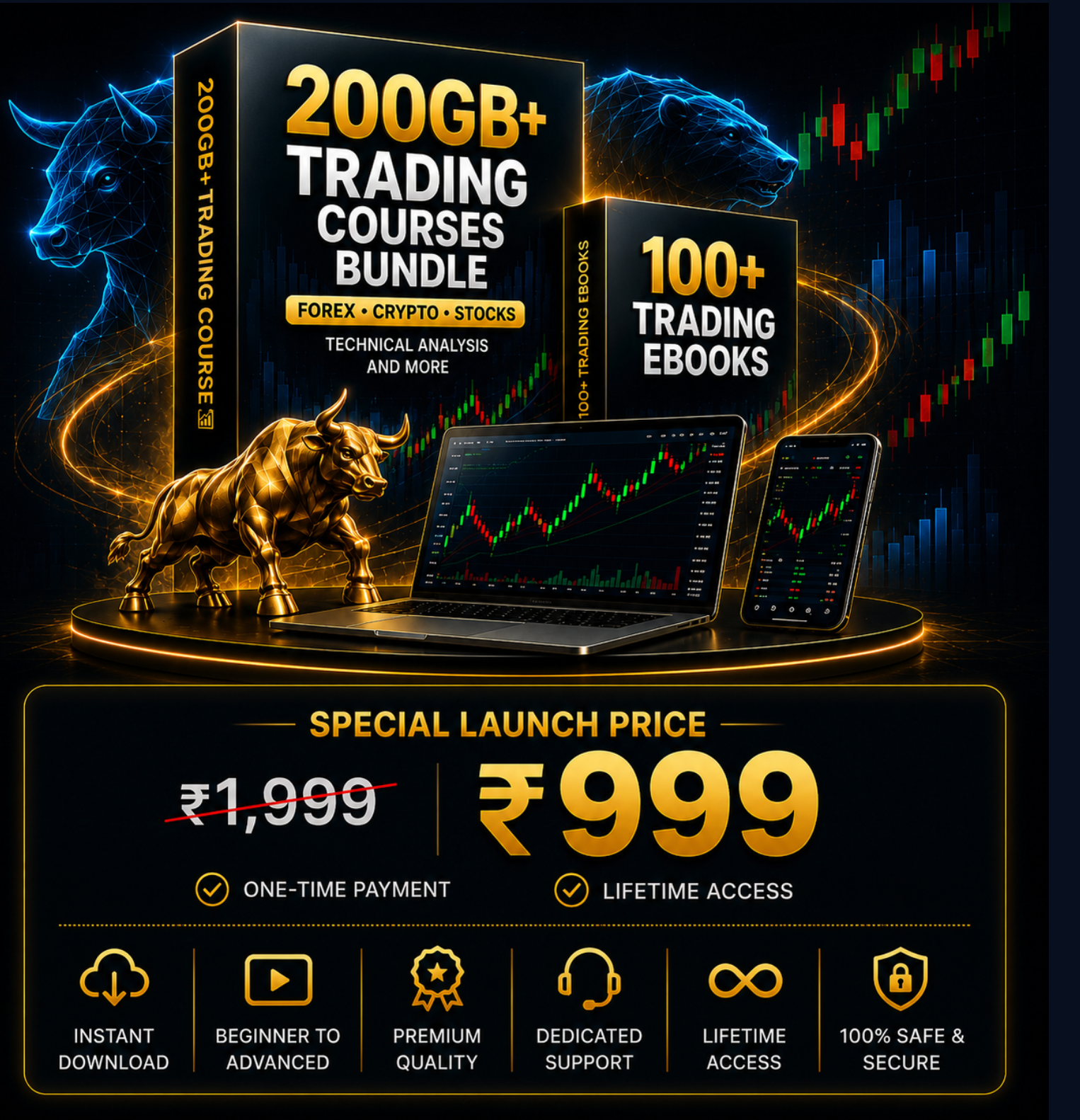 200GB+ Trading Courses & 100+ Ebooks – Lifetime Access